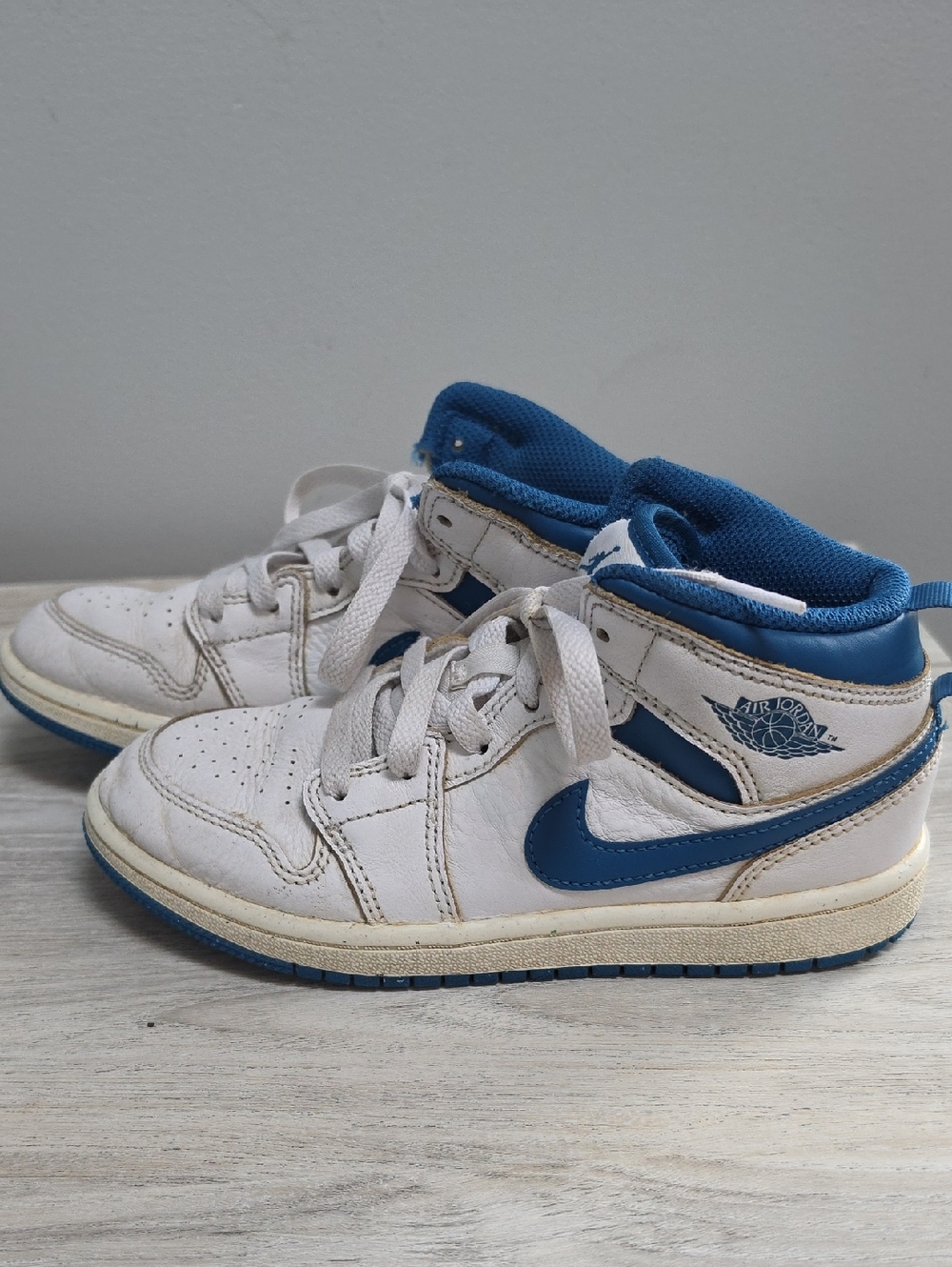 Nike Kids White and Royal Blue High-Top Sneakers